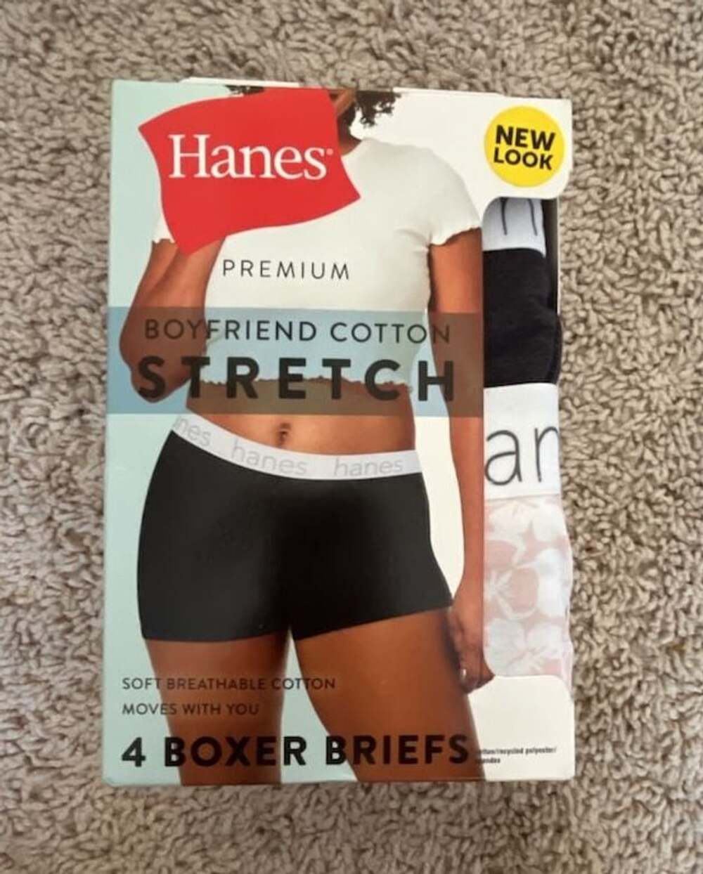 Hanes Boyfriend Cotton Stretch Boxer Briefs Size 7/L 4-Pack